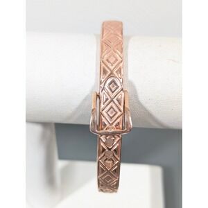 Nadri Rose Gold Tone Buckle Bangle Bracelet Stainless Steel‎ 7 Inch